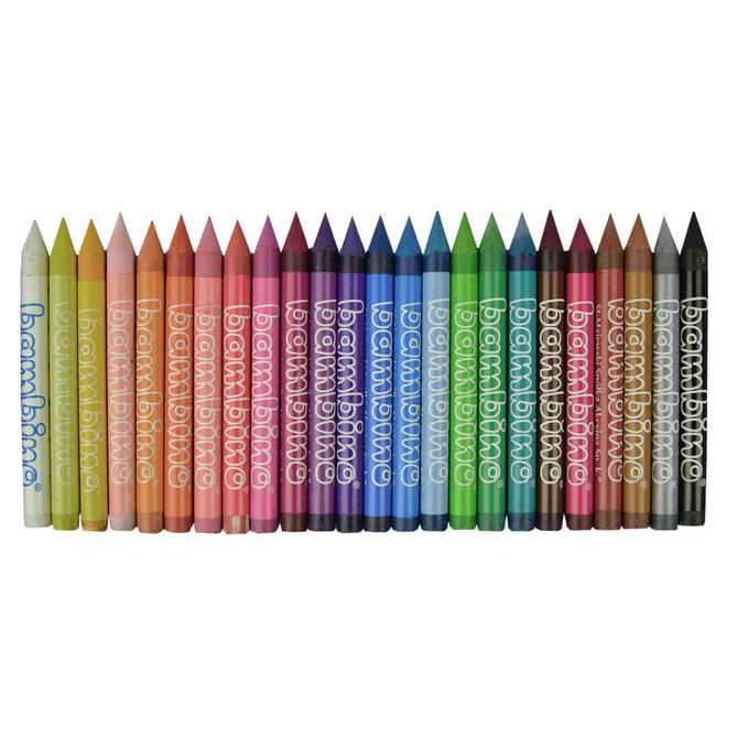 Kredki świecowe glinka kaolinowa + temperówka 24 kolory BAMBINO