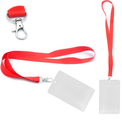 Identyfikator pionowy holder A7 przezroczysty targowy 81x110mm + smycz 90cm