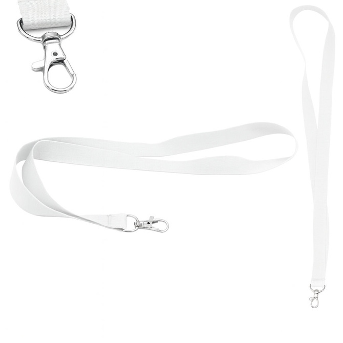 Smycz do identyfikatora na szyję 2cm karabińczyk długość 90cm biała