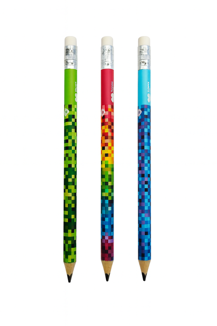 Ołówek trójkątny do nauki pisania Jumbo 2B z gumką PIXI HAPPY COLOR