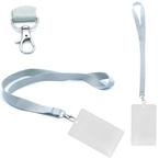 Identyfikator pionowy holder A7 przezroczysty targowy 81x110mm + smycz 90cm