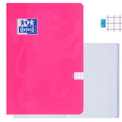 Zeszyt A4 32 kartki w kratkę z marginesem 99,4µm soft touch różowy OXFORD
