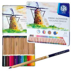 Kredki ołówkowe cedrowe Prestige 24kol metal pudełko ASTRA