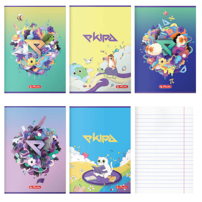 Zeszyt A5 60 kartek linia w linie EKIPA Friza HERLITZ 5sztuk