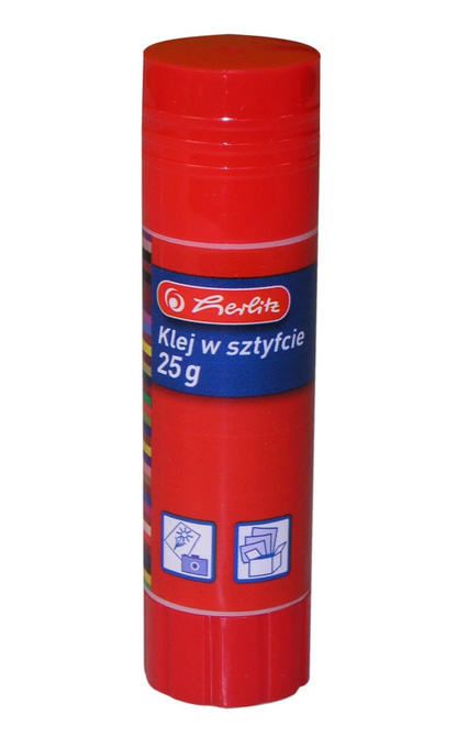 Klej w sztyfcie 25g szkolny biurowy mocny transparent zmywal HERLITZ 12szt 