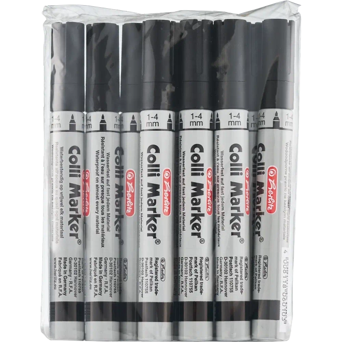 Marker permanentny wodoodporny czarny Colli-Marker 10 sztuk HERLITZ