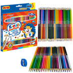 Kredki ołówkowe dwustronne trójkątne 24/48 kolorów +temperówka BAMBINO