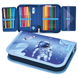 Piórnik rozkładany pojedynczy dwuklapkowy z wyposaż 31el kosmonauta HERLITZ