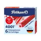 Naboje wkłady pióra wiecznego atramentowe krótkie 4001 czerwon 6szt PELIKAN