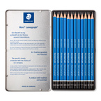 Zestaw ołówek 12szt 6B-4H metalowym pudełku etui Mars Lumograph STAEDTLER