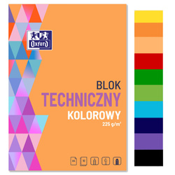 Blok techniczny kolorowy A4 10 kartek 225g/m2 OXFORD
