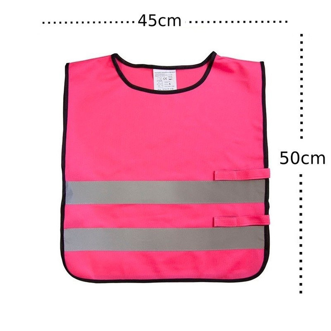 Kamizelka odblaskowa ostrzegawcza różowa dla dzieci szkolnych 45x50cm