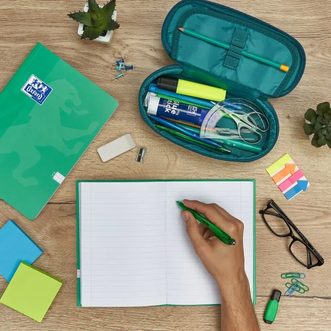 Piórnik kosmetyczka etui usztywniany z klapką zielony SCHOOL OXFORD