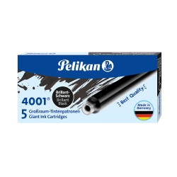 Naboje wkłady pióra wiecznego atramentowe długie 4001 czarne 5szt PELIKAN