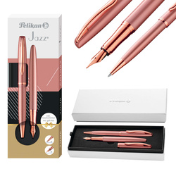 Zestaw pióro wieczne + długopis różowe metaliczne Rose Jazz Noble PELIKAN