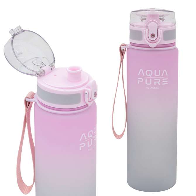 Bidon na wodę butelka dziecka tritan 600ml różowy BPA FREE AQUA PURE ASTRA