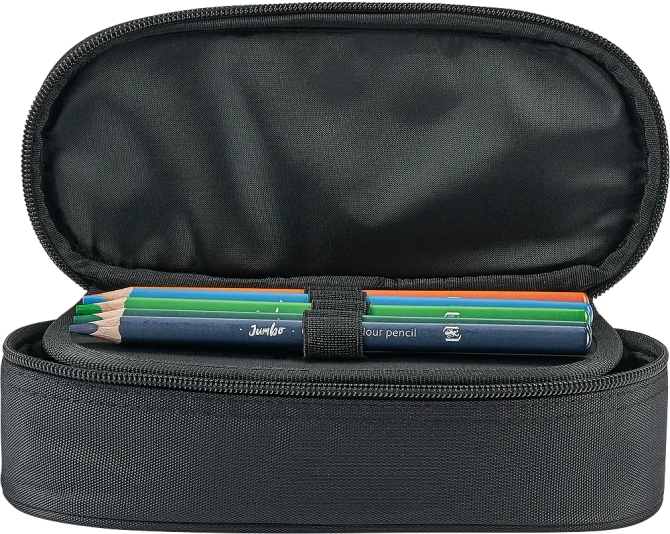 Piórnik kosmetyczka etui usztywniany z klapką czarny SCHOOL OXFORD