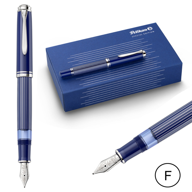 Pióro wieczne Souveran Striped Blue M815 F na prezent premium FWI PELIKAN