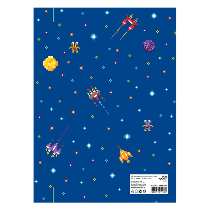 Teczka rysunkowa kartonow z gumką A4 24x31cm statki PIXI PLANET HAPPY COLOR