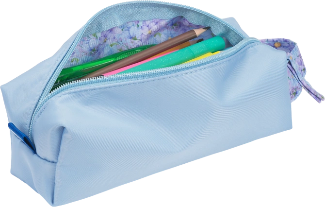 Piórnik kosmetyczka etui saszetka niebieski kwiatki flowers OXFORD