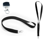 Smycz do identyfikatora na szyję 2cm karabińczyk długość 90cm czarna 20szt