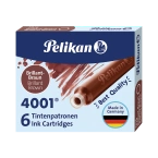 Naboje wkłady pióra wiecznego atramentowe krótkie 4001 brązowe 6szt PELIKAN