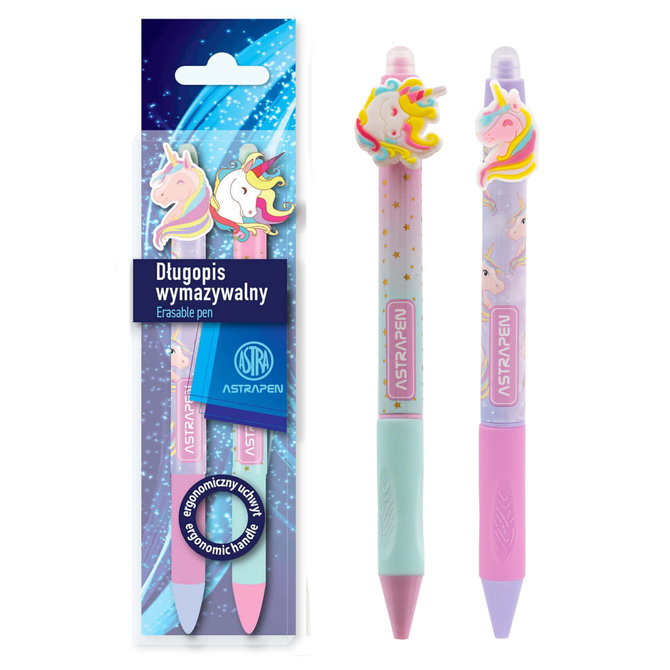 Długopis ścieralny wymazywalny automatyczny UNICORN 0,5mm 2szt ASTRA