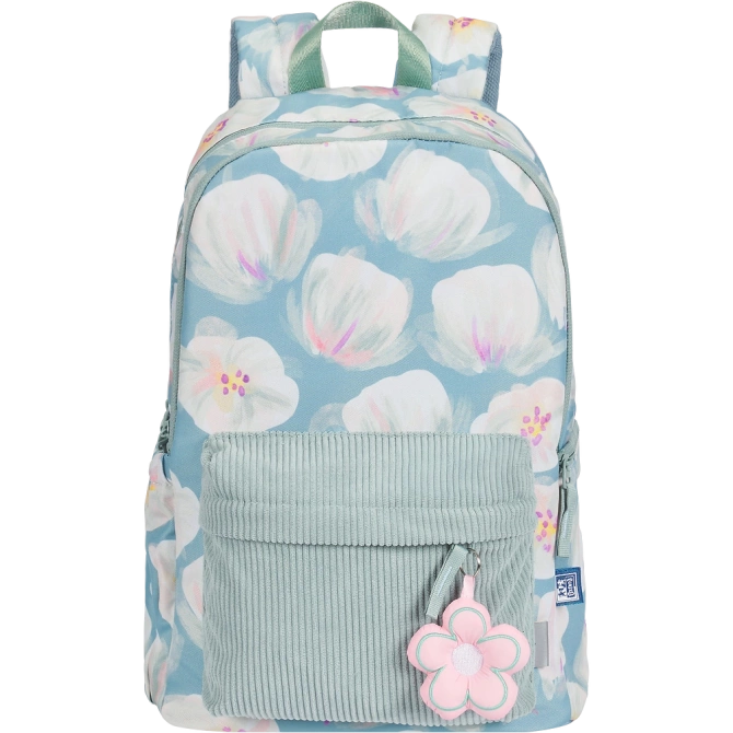 Plecak szkolny młodzieżow 26l+ piórnik miętowy kwiatki sztruks Bloom OXFORD