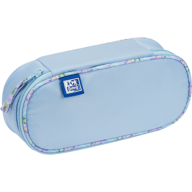 Piórnik kosmetyczka etui usztywniany z klapką błękitny Flowers OXFORD