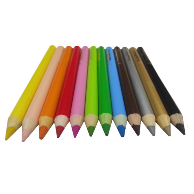 Kredki ołówkowe grube Jumbo w oprawie drewnianej 12 kolorów BAMBINO