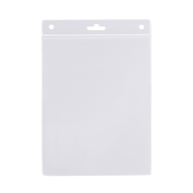 Identyfikator pionowy holder A6 przezroczysty targowy 115x150mm + smycz