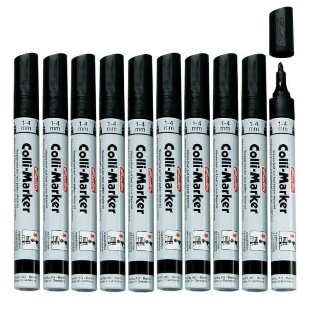 Marker permanentny wodoodporny czarny Colli-Marker 10 sztuk HERLITZ