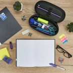 Piórnik kosmetyczka etui usztywniany z klapką czarny SCHOOL OXFORD