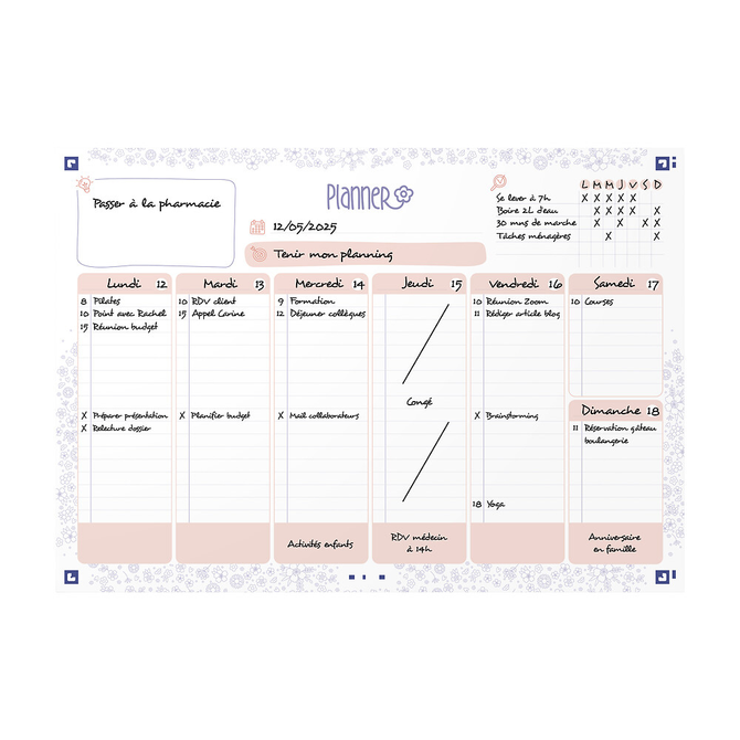 Planer tygodniowy notatnik A4 60 kartek Floral OXFORD