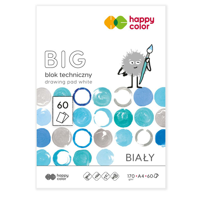 Blok techniczny biały A4 BIG 60 kartek 170g/ m2 HAPPY COLOR