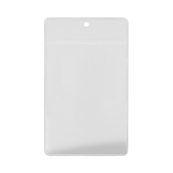 Identyfikator pionowy holder A7 przezroczysty targowy 81x110mm + smycz 90cm