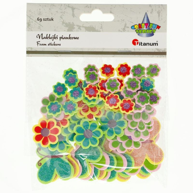 Naklejki piankowe kwiaty, motylki  69szt CRAFT-FUN