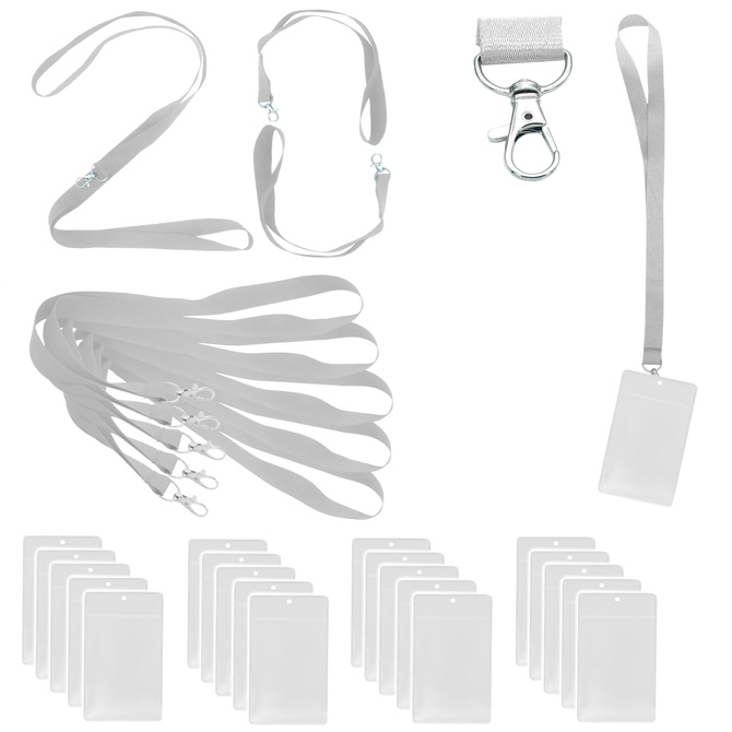 Identyfikator pionowy holder A7 kieszonka 81x110mm +smycz 90cm x 20kpl