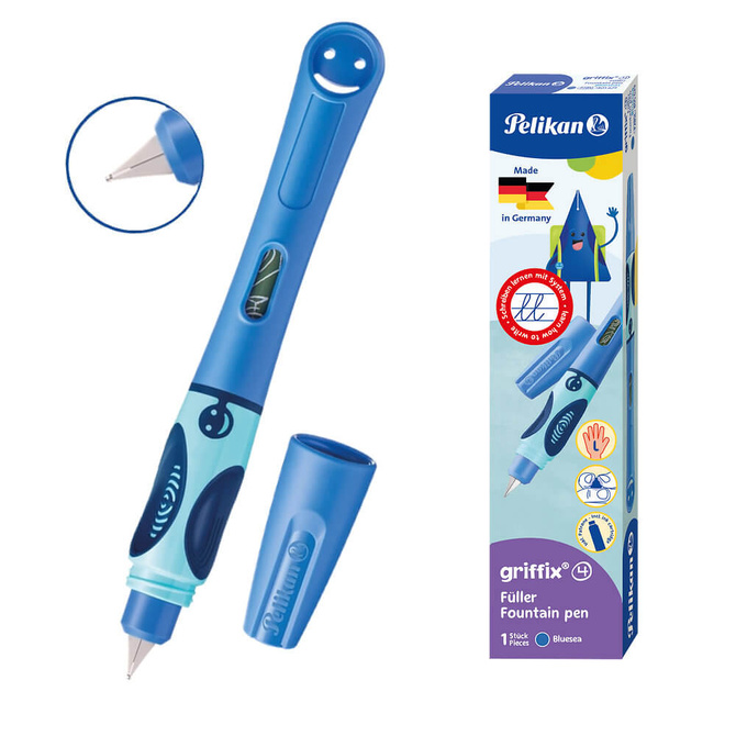 Pióro wieczne Griffix 4 dla dzieci Leworęcznych niebieskie Blue PELIKAN