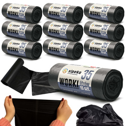 Worki na śmieci odpady zmieszane mocne czarne LDPE ATEST 35l 150szt SIPEKO