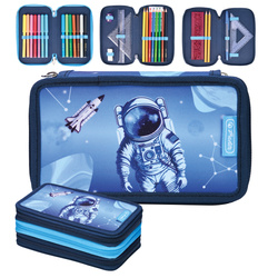 Piórnik potrójny trzykomorowy z wyposażeniem 31el kosmonauta Cosmic HERLITZ