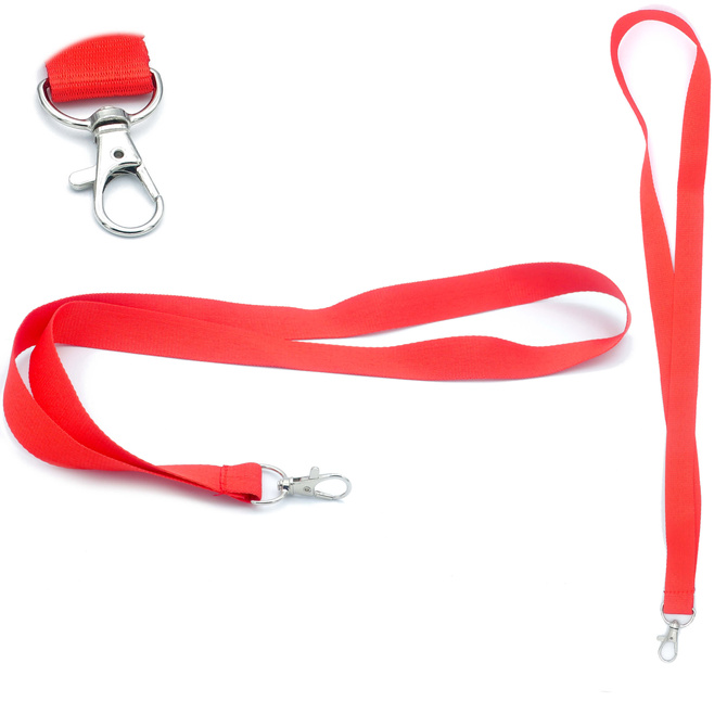 Smycz do identyfikatora na szyję 2cm karabińczyk długość 90cm czerwona
