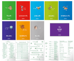 Zestaw zeszyt przedmiotowy klasa 5-6, 8x A5 60k z okładką PP 1x soft touch