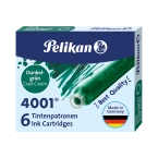 Naboje wkłady pióra wiecznego atramentowe krótkie 4001 zielone 6szt PELIKAN