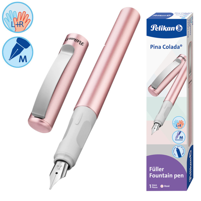 Pióro wieczne prawo/lewo metaliczne różowe Rose Pina Colada PELIKAN