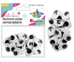 Oczy ruchome 15x20mm samoprzylepne 20szt,CRAFT-FUN