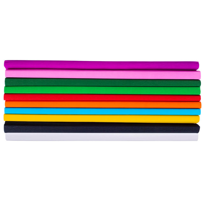 Bibuła marszczona krepina 20g/m2 zestaw 10 kolorów 50x200cm ASTRA