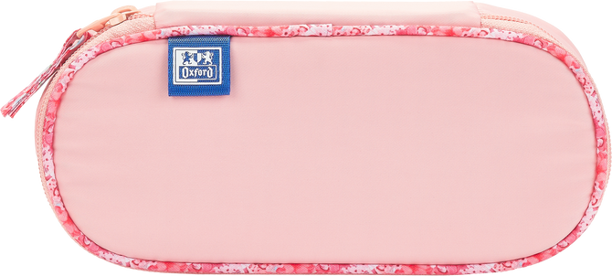 Piórnik kosmetyczka etui usztywniany z klapką brzoskwiniowy Flowers OXFORD