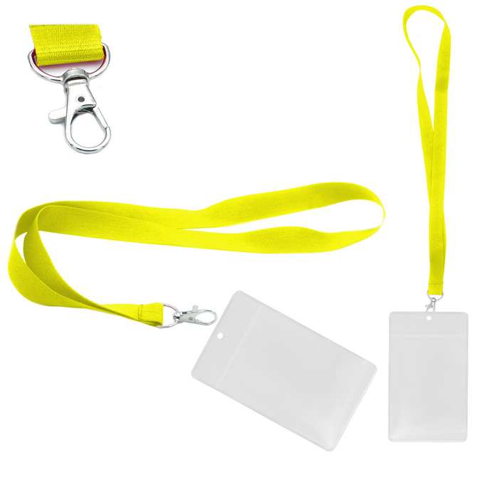 Identyfikator pionowy holder A7 przezroczysty targowy 81x110mm + smycz 90cm