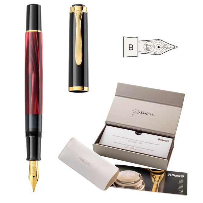 Pióro wieczne Classic M200 B Red Marbled na prezent premium FWI PELIKAN